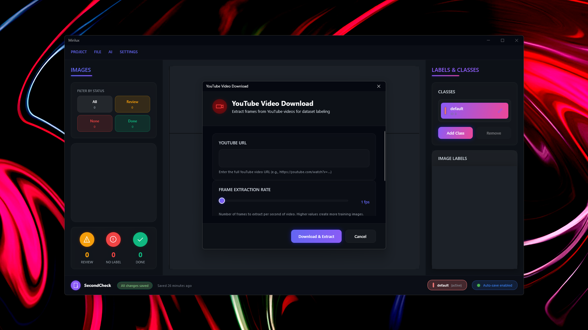 Mirilux YouTube Frame Extraction